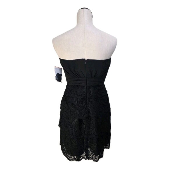 Davids Bridal Strapless Mini Cocktail Dress Size 8 Black Chest Pleats Lace NWT - Picture 6 of 16